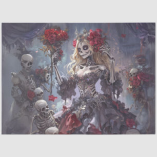 Decoupage Gothic Skelton Dancers Lilac Dress Seidenpapier