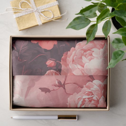 Decoupage Gothull Umgeben & Peach Blume Seidenpapier (Geschenk)