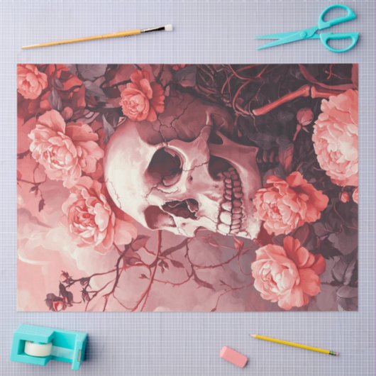 Decoupage Gothull Umgeben & Peach Blume Seidenpapier (Basteln)