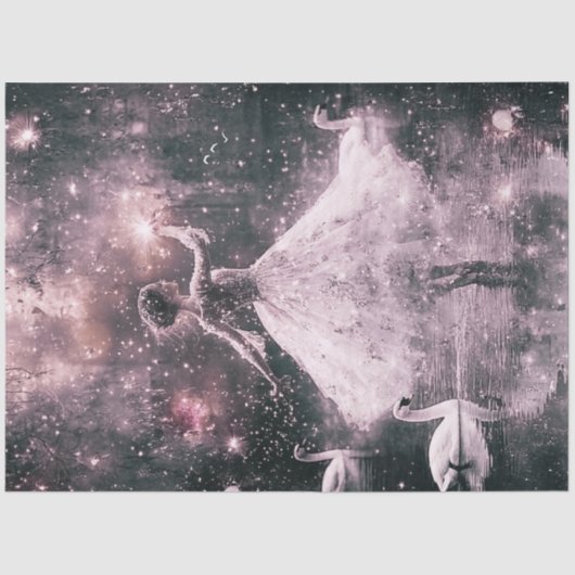 Decoupage Graceful Ballerina & Swans Lila Hue Seidenpapier (Vorderseite)