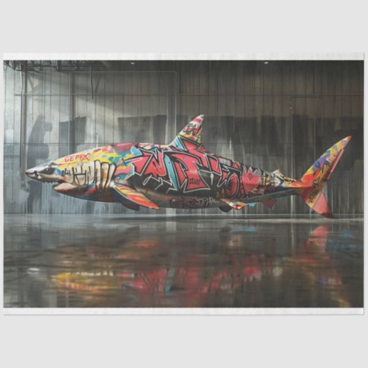 Decoupage Graffiti Shark Seidenpapier (Vorderseite)