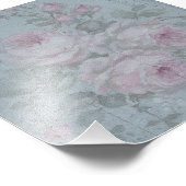 Decoupage, grau aquamarin, blumenreich, Shabby Chi Fotodruck (Ecke)