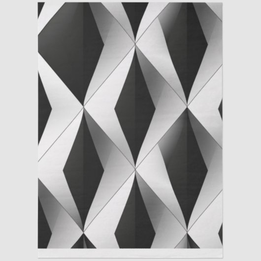 Decoupage Grayscale Geometric Patterns Diamond Seidenpapier (Vorderseite)