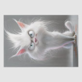 Decoupage Grumpy White Fury Cat Seidenpapier (Vorderseite)