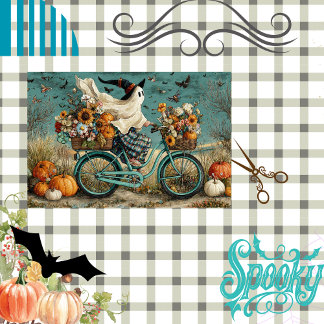 Decoupage Halloween Ghost Grace Reiten Fahrrad Seidenpapier