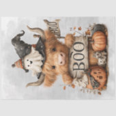Decoupage Halloween Highland Cow Boo-Zeichen Seidenpapier (Vorderseite)