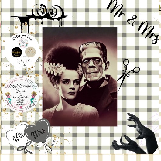 Decoupage Halloween Mr. & Mrs. Bolt Horror Duo Seidenpapier