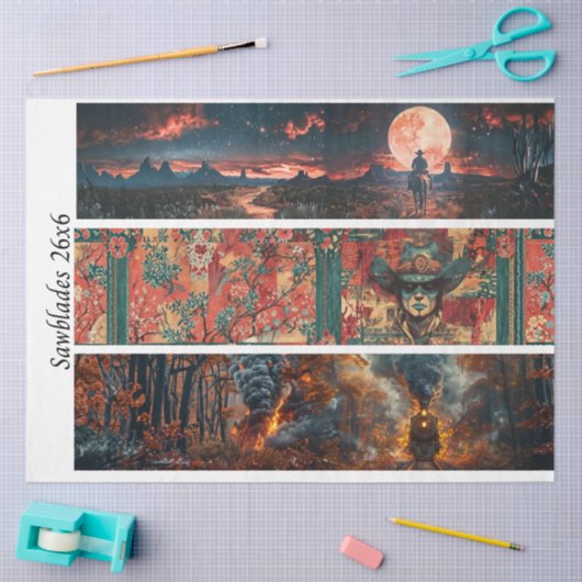 Decoupage Handsaw 26x6" Western Designs Seidenpapier (Basteln)