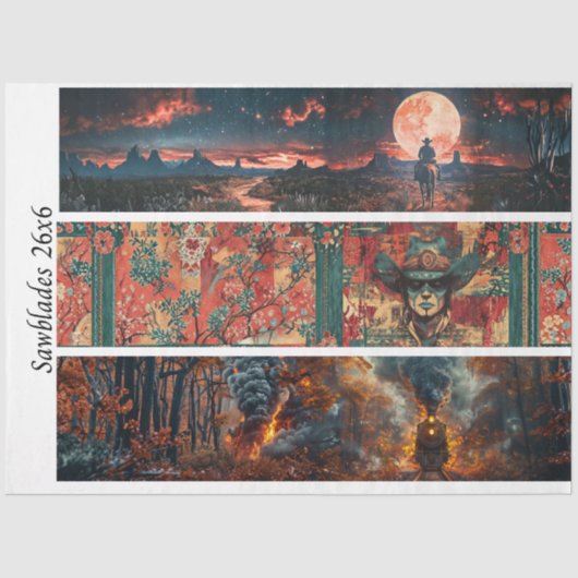 Decoupage Handsaw 26x6" Western Designs Seidenpapier (Vorderseite)