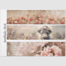 Decoupage Handsaw Design Rose, Peony, Cow Seidenpapier