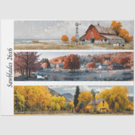 Decoupage Handsaw Designs Red Barn, Yellow Barn, Seidenpapier