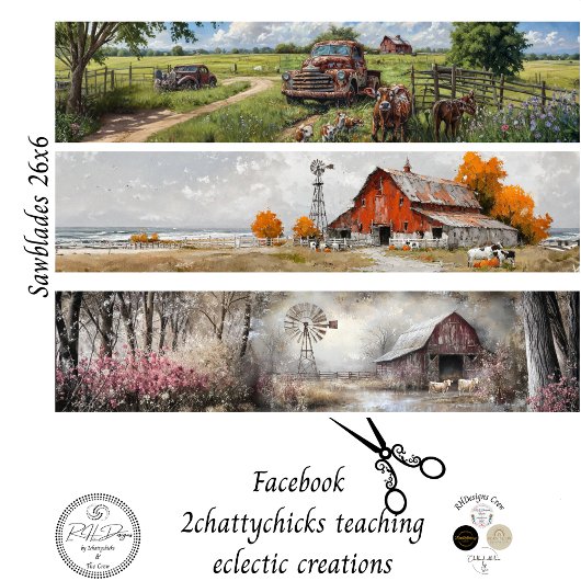 Decoupage Handsaw Rustic Barn, Vintage Truck Seidenpapier