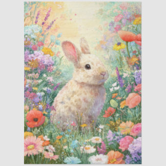 Decoupage-Hase in den Wildblumen Seidenpapier