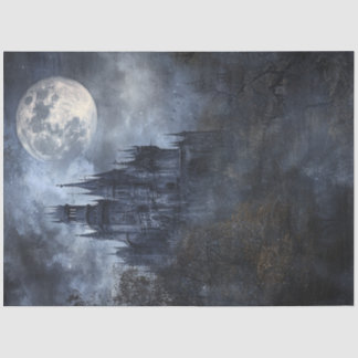 Decoupage Haunting Gothic Castle Moonlit Sky Seidenpapier