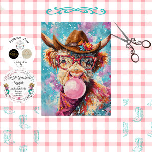 Decoupage Highland Bubble-Gum-Cowgirl-Rosafarbenen Seidenpapier