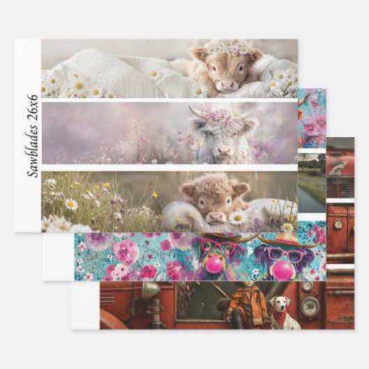 Decoupage Highland Calf Florals Handsaw Designs  Geschenkpapier Set (Set)