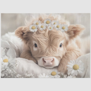 Decoupage Highland Calf & White Daisies Kinderzimm Seidenpapier