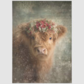 Decoupage Highland Calf Winter Floral Art Seidenpapier (Vorderseite)
