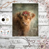 Decoupage Highland Calf Winter Floral Art Seidenpapier