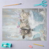 Decoupage Highland Calves in Bubble Bath Blue Tube Seidenpapier (Basteln)