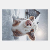 Decoupage Highland Calves Winter Scene Geschenkpapier Set (Vorderseite 2)