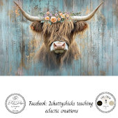Decoupage Highland Cow Blue Distressed Background Seidenpapier