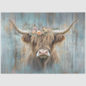 Decoupage Highland Cow Blue Distressed Background Seidenpapier (Vorderseite)