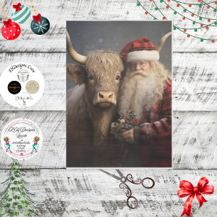 Decoupage Highland Cow & Santa Claus Seidenpapier