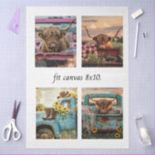 Decoupage Highland Cow Truck 8 x 10 Canvas Seidenpapier (Basteln)