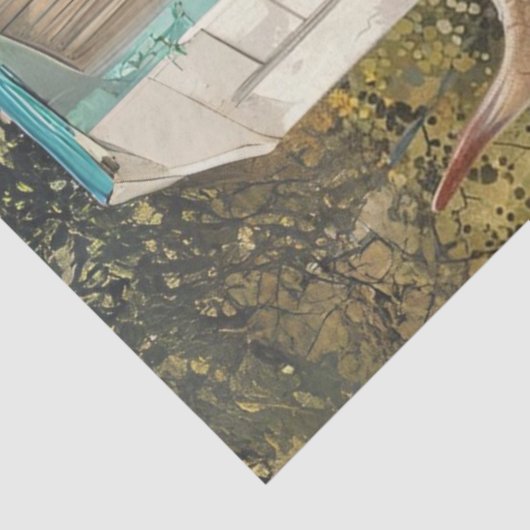 Decoupage Highland Cows Front Aquamarin Stall Seidenpapier (Ausschnitt)