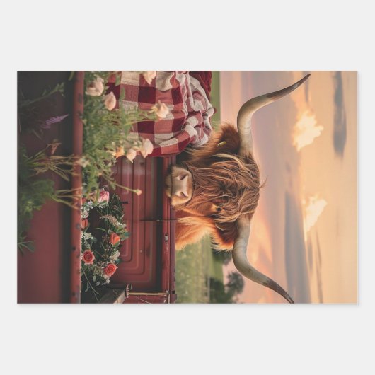 Decoupage Highland Cows Rustic Art Geschenkpapier Set (Vorderseite 3)