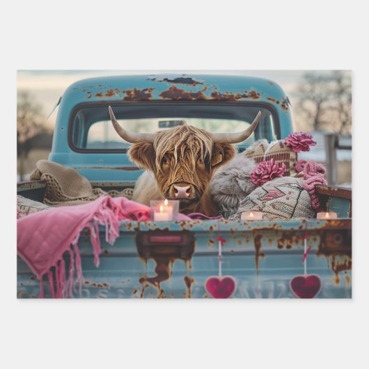 Decoupage Highland Cows Rustic Art Geschenkpapier Set (Vorderseite 2)