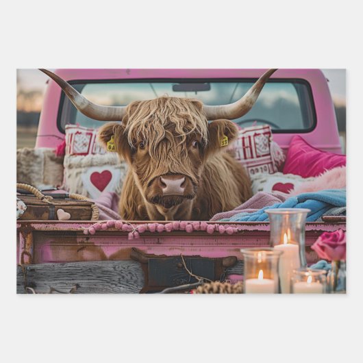 Decoupage Highland Cows Rustic Art Geschenkpapier Set (Vorderseite)