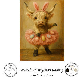 Decoupage Highland Easter Ballerina In Pink Seidenpapier