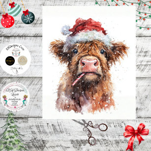 Decoupage Highland-Kalb Santa-Hut Zuckerstange Sch Seidenpapier
