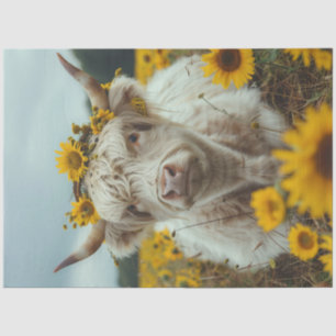 Decoupage Highland Kuh Field Sunflores Seidenpapier