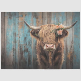 Decoupage Highland Kuh Shaggy Fur Wetterzaun Seidenpapier