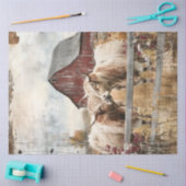 Decoupage Highland Kühe Sage Grass Red Stall Seidenpapier (Basteln)