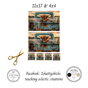 Decoupage Highland Vintage LKW Rustikale Country Seidenpapier