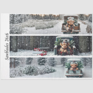 Decoupage Highland Winter Kälber LKW Handsägen Seidenpapier