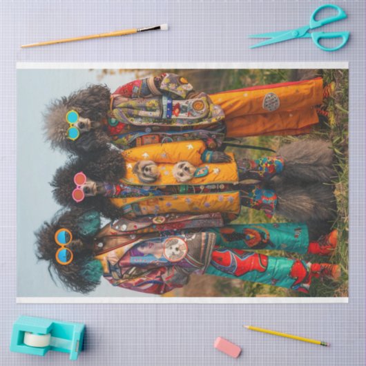 Decoupage Hippie Boho Standard Poodle Sisters Seidenpapier (Basteln)