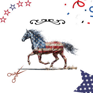 Decoupage Horse Flag Patriotic Mixed Media Seidenpapier