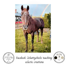 Decoupage Horse in Field Rainbow  Seidenpapier