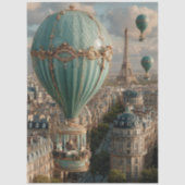 Decoupage Hot Air Ballon Eiffel Tower Szene Seidenpapier (Vorderseite)