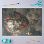 Decoupage Hot Air Ballon Skull Rose Stoff Seidenpapier (Basteln)