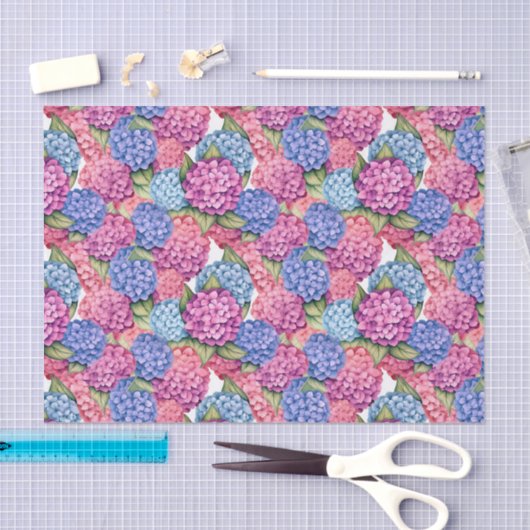 Decoupage Hydrangea Floral Blue Pink Seidenpapier (Handwerk)