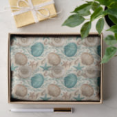 Decoupage im Muster Teal & Beige Beach Shells Seidenpapier (Geschenk)