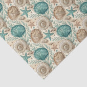 Decoupage im Muster Teal & Beige Beach Shells Seidenpapier (Detail)