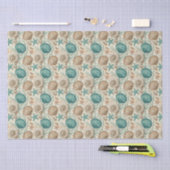Decoupage im Muster Teal & Beige Beach Shells Seidenpapier (Handwerk)