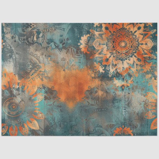 Decoupage Imitats Mixed Media Patina Burnt Orange Seidenpapier (Vorderseite)